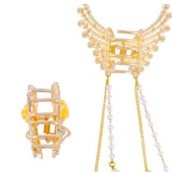 Set of 2 Hair Accessories-Butterfly and Rose with Simulated Pearls & Crystals - Picture 4 of 5